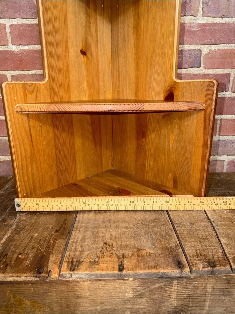 Corner Wall Display Shelf Natural Brown Adjustable Peg Shelves Rustic Farmhouse